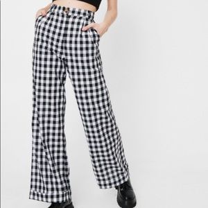 Size 8 nasty gal wide leg gingham pants